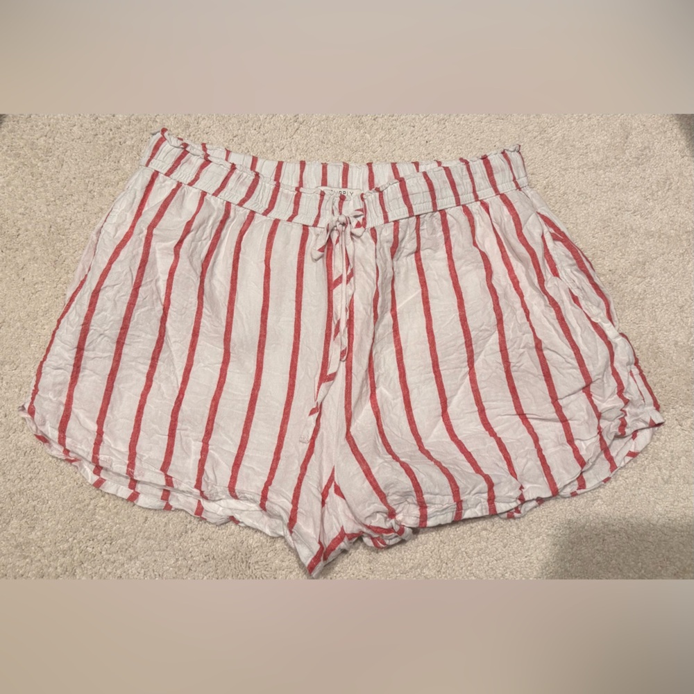 Z Supply Red Perfect Linen Striped Shorts - Picture 2 of 6